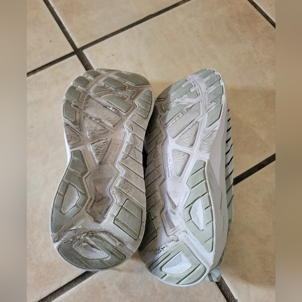Hoka Light Gray and White Athletic Shoes - Picture 4 of 9
